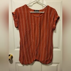 Lilly Morgan Rust and White Striped Short Sleeve Top